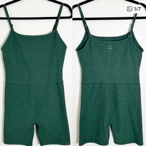 Beyond Yoga Spacedye Keep Pace Biker Jumpsuit Lunar Teal Heather  Green Small